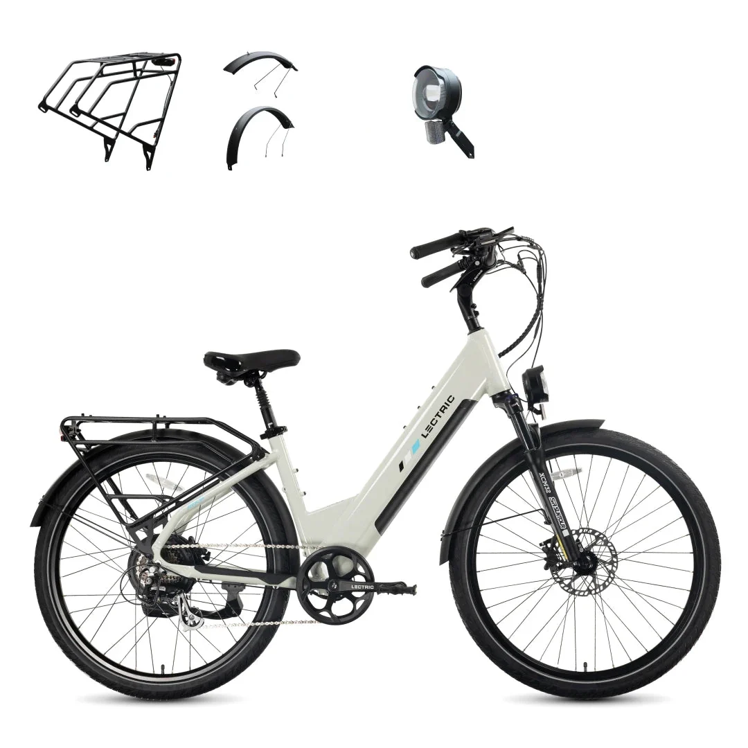 XPress2 Stratus White Cruiser + FREE Rear Rack, Fenders, Elite Headlight ($247 Value)