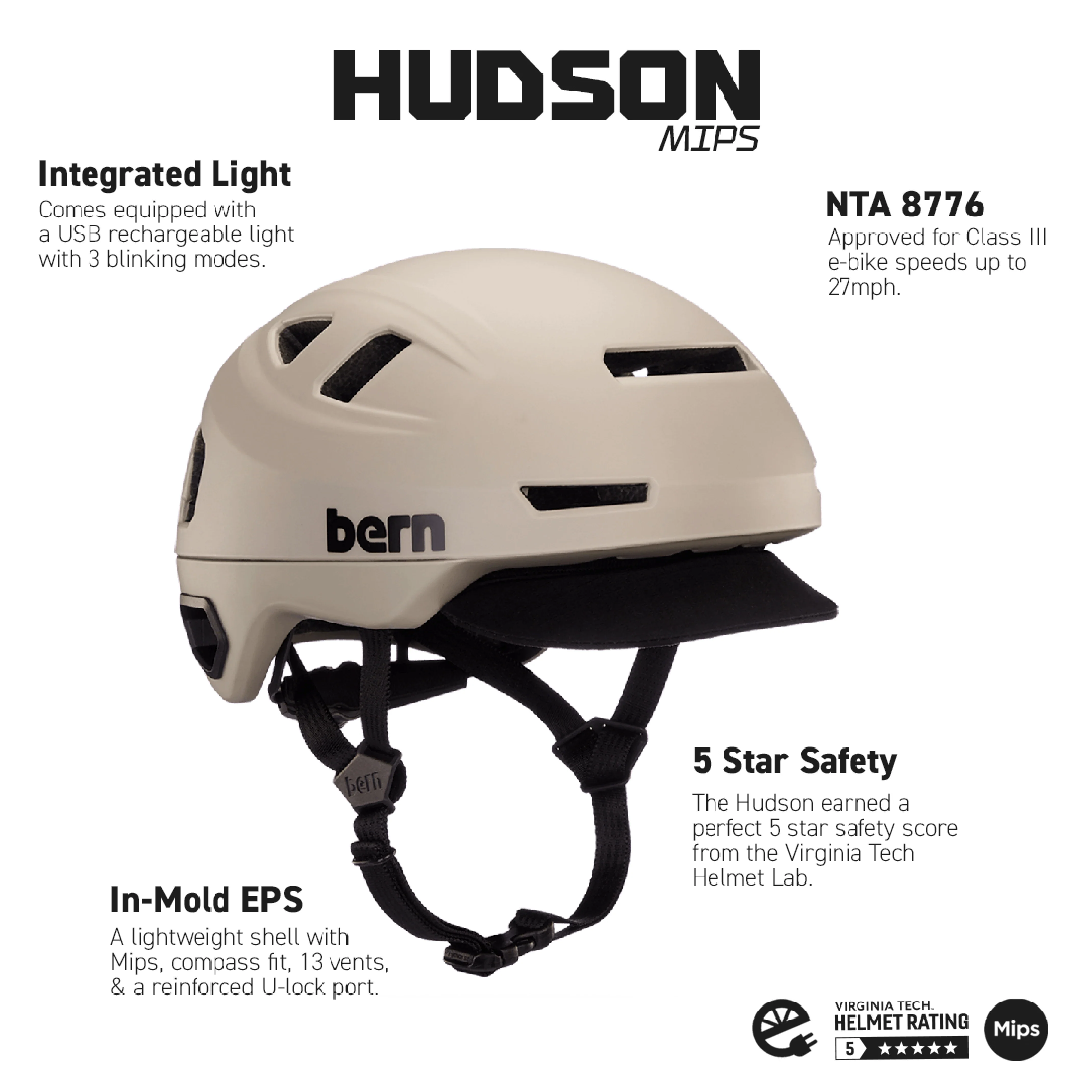 Bern Hudson MIPS Helmet - Matte Sand - Large - Image 4
