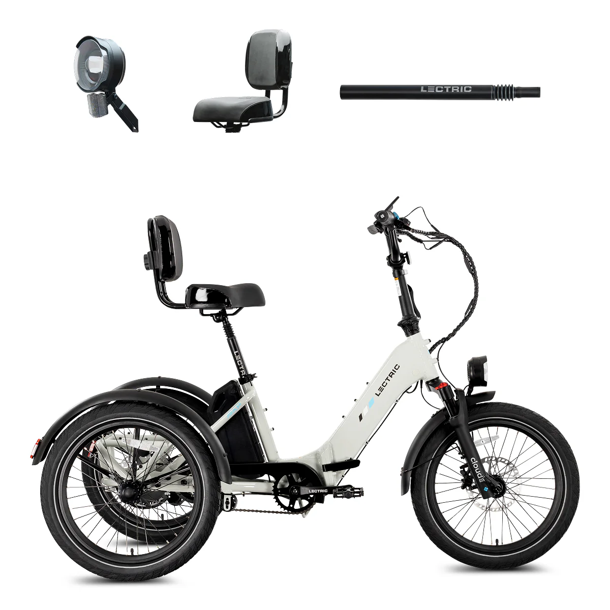 XP Trike2 Stratus White + FREE Support Seat, Elite Headlight, Suspension Seat Post ($257 Value)