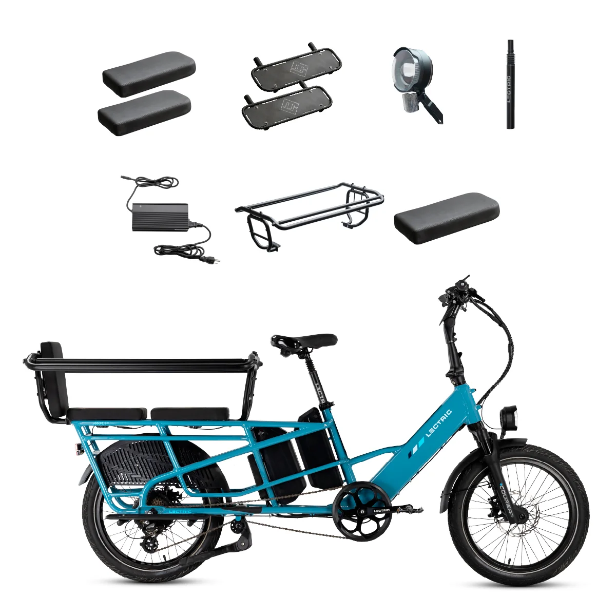 XPedition2 Raindrop Blue Long-Range Dual-Battery + FREE Running Boards, Cushions, Elite Headlight, Suspension Seat Post, Orbitor, Fast Charger ($694