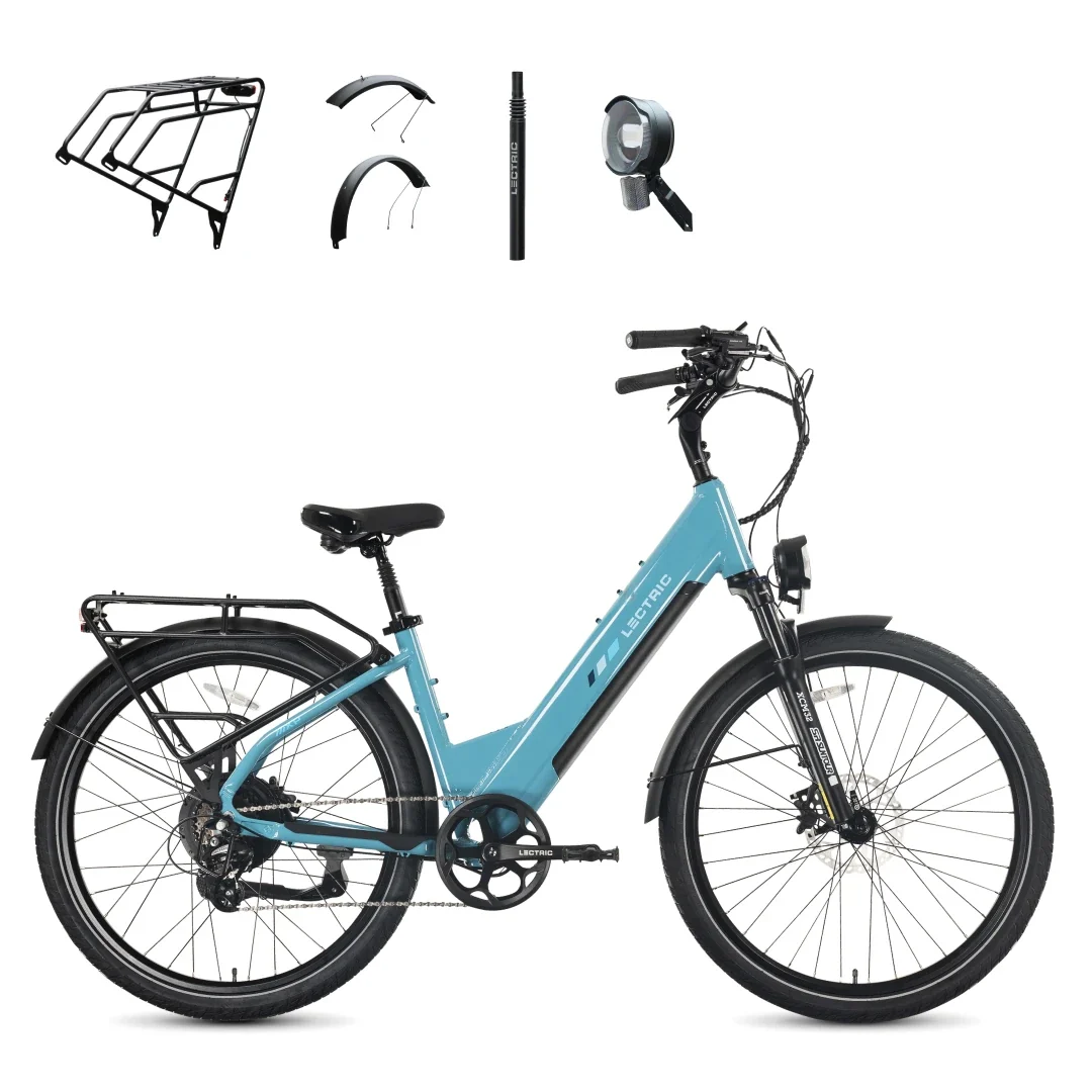 XPress2 Raindrop Blue Cruiser + FREE Rear Rack, Fenders, Elite Headlight, Suspension Seat Post ($336 Value)